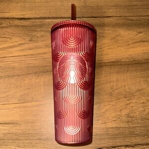Starbucks 2023 Fall Shimmer Pink Textured Shell Mermaid Siren Cold Cup Tumbler
